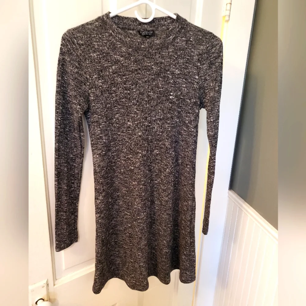 Topshop Grey Heather Mock Neck Dress - Picture 1 of 7